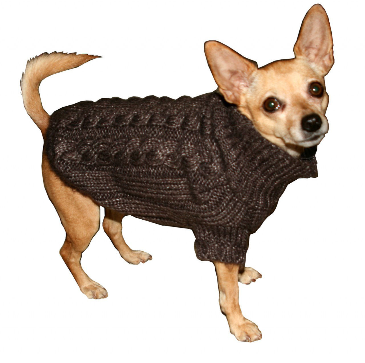 Picture of Chocolate Angora Cable Knit Sweater